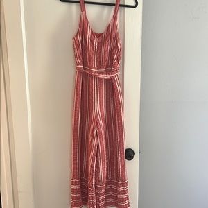 Anthropologie Red & White Stripe Jumpsuit